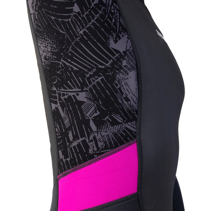 2024 Gul Womens Response 3/2mm Back Zip Long Sleeve Shorty Wetsuit RE4318-C1 - Jet / Broken Palm